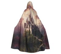 Mysterious Fantasy Fairy Tale Castle04 Adult Halloween Party Cloak-Stylish Pumpkin Theme Hooded Wizard Robe Cosplay Costumes Black