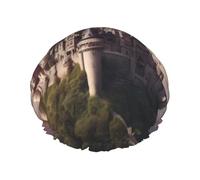 Mysterious Fantasy Fairy Tale Castle04 Print Reusable Shower Cap For Women Shower Caps With Double-Layer Elastic For Long Hair Bath