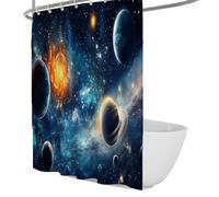 Mysterious Fantasy Shower Curtain Cosmic Planets Outer Space Pattern Prints Home Bathtubs Bathroom Curtain Decoration Machine Washable 150 x 200 cm