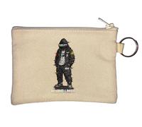 Mysterious Figure Beyond Limits Concept Key Chain Coin Purse Beige