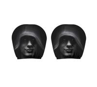 Mysterious Figure Headrest Cover, 2PCS Car Headrest Covers Halloween Stretchy Protector, Unique Portrait Print for Car Interior