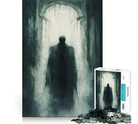 Mysterious Figure in Doorway Jigsaw Puzzles for Adults1000 Pieces Focus Brain Toy Relax Time Tight Edge Santa Wish Pick (38x52cm)
