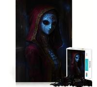 Mysterious Figure in Red Hood Devil Mask 1000 Piece Jigsaw Puzzles for Adults Jigsaw Fine Logic Toy Quiet Fun Neat Edge Memorable Gift (38x26cm)
