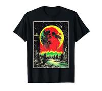 Mysterious Figures Bloody Moon Retro 80s Dark Fantasy Art T-Shirt