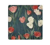 mysterious flower Tulipa red white Magic Sticker Cosmetics Pouchs Cloth Cosmetic Bag Organizer Wrap Camera Lens Cloth Wrapper Cosmetic Organizers For Travel Size 21.7x21.7in