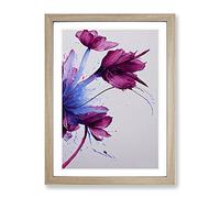 Mysterious Flowers Abstract Framed Print for Living Room Bedroom Home Office Décor, Wall Art Picture Ready to Hang, Oak A4 Frame (34 x 25 cm)