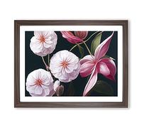 Mysterious Flowers Framed Wall Art Print A2 Walnut