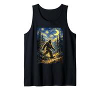 Mysterious Forest Bigfoot Van Gogh Starry Night Inspired Tank Top