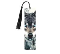 Mysterious Forest Lone Wolf Double-Sided Printed Wooden Bookmarks 5pcs, Women Presents for Book Lovers Cool Notebook Accessories Birthday Presents for Men(5 Piece Set)