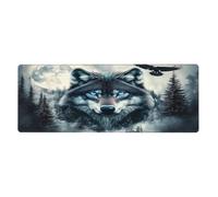 Mysterious Forest Lone Wolf Mouse Pad In Big Extended Non-Slip Rubber Base Mousepad With Stitched Edges Gaming Pc Desktop Large Mouse Pad 11.8x31.5