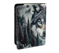 Mysterious Forest Lone Wolf Printed Passport Holder,Travel Pu Leather Passport Cover Case Organiser for Men Women,6.5 Inch