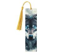 Mysterious Forest Lone Wolf Unique Double-Sided Artwork Printed Wooden Bookmarks, Artistic Book Accessories Birthday Presents for Men Women Presents for Book Lovers