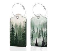 Mysterious Forest Luggage Tags for Suitcases,2 Pack Luggage Tags Leather Stainless Steel Loop Label Tag for Women Men Girls Travel Bag Suitcase