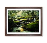 Mysterious Forest Stream Vol.1 Framed Print | A3 Walnut Framed Wall Art | Ready to Hang | Modern Landscape Picture | Living Room Bedroom Lounge Office