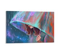 Mysterious Girl Standing in The Rain Holding An Umbrella Poster Poster Vintage Art, Wall Canvas, Decoration Aesthetic, Living Room, Kids Room Dormitory, Cafe, Bathroom, Suitable for Bedroom, Gym, Cool