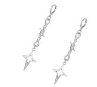 Mysterious Gothic Alloy Four Pointed Star/Thorns Rivet Hoop Earrings Jewelry For Fashion Enthusiasts And Trendsetters Fashionable Goth Ear Studs