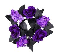 Mysterious Halloween Floral Wreath Decorated With Dark Roses Flickering And Bronze Accent Metal Halloween Wreath Decoration