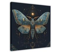 Mysterious Hawk Moth Art - Golden Fantasy Insects Canvas Poster Bedroom Decor Landscape Office Room Decor Gift 12" L X 12" W