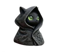 Mysterious Hooded Cat Figurine,Handmade Gothic Black Cat Statue,Hooded Cat Figurine with Cloak,Mini Resin Halloween Desktop Decoration for Home Decor