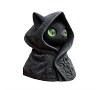 Mysterious Hooded Cat Figurine,Handmade Gothic Black Cat Statue, Mini Resin Halloween Desktop Decoration, Mystical Artwork, Perfect for Home Decor, Desk Decoration, and A Gift for Cat Lovers