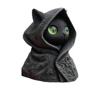 Mysterious Hooded Cat Figurine, Mini Black Cat Figurine Gothic Decor, Funny Hooded Black Cats Statue With Cloak, Unique Fantasy Art Decor For Home Office (1pc)