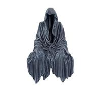 Mysterious Hooded Cloak Figure Resin Sculpture, Gothic Black Robe Statue Ornaments for Home Decor, Dark Art Decoration for Desktop, Bookshelf, Altar or Halloween Scene Display