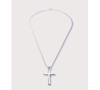 Mysterious Jeweller Mens Silver Stainless Steel Cross Pendant 24" - Colour: Silver Stainless Steel - Size: 24"