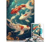 Mysterious Koi 1000 Piece Jigsaw Puzzles for Adults & Teens,Brain Intelligence Challenge Addictive Toys for Home Decoration 38x26cm