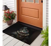 Mysterious Laughing Cat Door Mat Indoor, Non-Slip Dirt Trapper Floor Mats For Back Front Door, Black And Green Nordic Style Animal Carpet Rug Washable Entrance Rug Doormat 40X60Cm Decorations