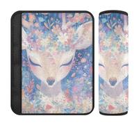 Mysterious Lovely White Deer with Daisy Flowers 2 Pack Car Seat Belt Strap Padded Car Seat Belt Strap