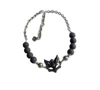 Mysterious Lowrie Face Pendant Necklace Gothic Volcanic Stone Beadwork Clavicle Chain Jewelry For Women Fashion Dark Aesthetic Pendant Chain