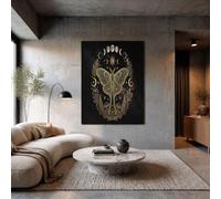 Mysterious Lunar Phases Moths Wall Art Prints Unframed, Modern Artwork Wall Decor, Mysterious Beasts Prints Canvas For Living Room 20X28 Inch, Black Gold Aesthetic Poster Art Print For Bedroom