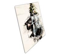 Mysterious Man In Tuxedo Playing The Double Bass Instrument Watercolour Illustration Wall Art Print On Canvas Picture For Home Office Decor 30x20cm (12x8In)