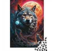 Mysterious Moon Lone Wolf Jigsaw Puzzle for Adults, 1000 Pieces, 70x50cm/1000pcs, Fresh Winter Hobby, Relaxing Home Time And A Fresh Start
