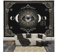 Mysterious Moon Phase Eyes Tapestry Wall Hanging, Tarot Aesthetics Wall Art Nature Aesthetic Bohemian Tapestries Home Decor For Bedroom, Dorm, College, Living Room, 200X150Cm, Black And White