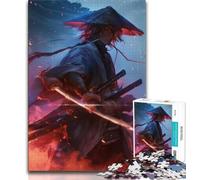 Mysterious Ninja Samurai 1000 Pieces Jigsaw Puzzle for Adults& Teens,Toys Educational Games Stress Relieving Suitable for Desktop Decoration (38x26cm)