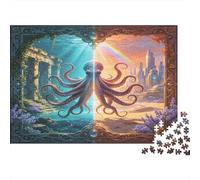 Mysterious Octopus 1000 Piece Jigsaw Puzzle Paper for Adults Underwater Ruins Scene Focus Puzzle Game for Family Stress Relief Home Decor Gift 70x50cm/1000pcs