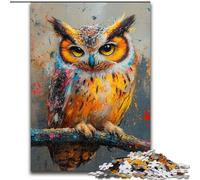 Mysterious Owl 1000 Piece Jigsaw Puzzles for Teenagers, Stress Reliever Staycation Kill Time with Matching Poster And Trivia Sheet (50x75cm)