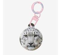 Mysterious Pale Snow Leopard Print Round Acrylic Pet Tag, Dog Neck Pendant Tags for Pets Circular Dog Cat Collar Name Tags