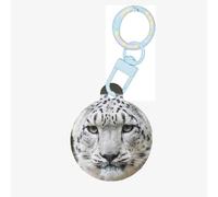 Mysterious Pale Snow Leopard Print Round Acrylic Pet Tag, Dog Neck Pendant Tags for Pets Circular Dog Cat Collar Name Tags