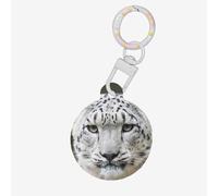 Mysterious Pale Snow Leopard Print Round Acrylic Pet Tag, Dog Neck Pendant Tags for Pets Circular Dog Cat Collar Name Tags