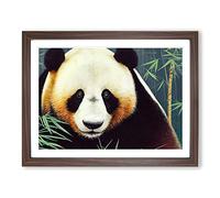 Mysterious Panda Framed Print | A3 Walnut Framed Wall Art | Ready to Hang | Modern Animal Picture | Living Room Bedroom Lounge Office