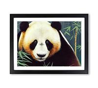 Mysterious Panda Framed Print | A4 Black Framed Wall Art | Ready to Hang | Modern Animal Picture | Living Room Bedroom Lounge Office