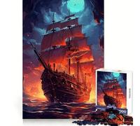 Mysterious Pirate Ship 1000 Piece Jigsaw Puzzle for Adults Logic Toy Relaxing Fun Design Assembly Santa Wish Gift (38x26cm)