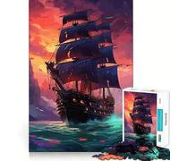 Mysterious Pirate Ship Hard Jigsaw Puzzle for Adults 1000 Pieces Strong Logic Toy Bonding Time Clear Edge (38x26cm)