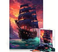 Mysterious Pirate Ship Hard Jigsaw Puzzle for Adults 1000 Pieces Strong Logic Toy Bonding Time Clear Edge (38x26cm)
