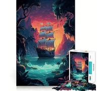 Mysterious Pirate Ship Hard Jigsaw Puzzle for Adults 1000 Pieces Strong Logic Toy Bonding Time Clear Edge (38x52cm)