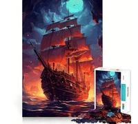 Mysterious Pirate Ship Hard Jigsaw Puzzle for Adults 1000 Pieces Strong Logic Toy Bonding Time Clear Edge (38x52cm)