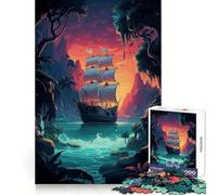 Mysterious Pirate Ship Jigsaw Puzzle for Adults 1000 Pieces Intellect Toy Peaceful Fun Precise Cut Santa Wish List (50x75cm)