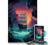 Mysterious Pirate Ship Jigsaw Puzzle for Adults 1000 Pieces Intellect Toy Peaceful Fun Precise Cut Santa Wish List (50x75cm)